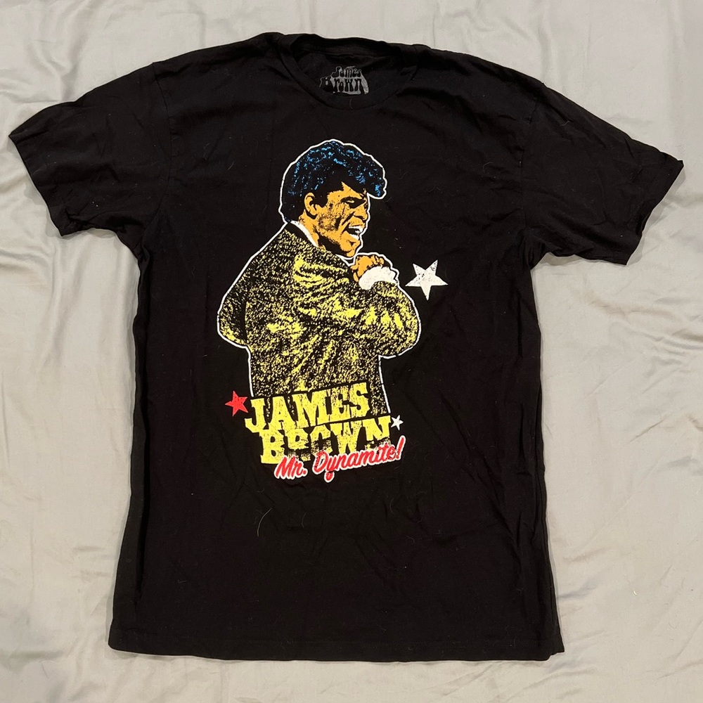 Sz L black short sleeve James Brown graphic t-shirt